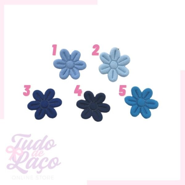 APLIQUE FLORZINHA DE TECIDO AZ (2CM) - 10 UNIDADES