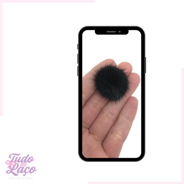 POMPOM PRETO ACHATADO (METADE) 2,5cm - 1 UNIDADE