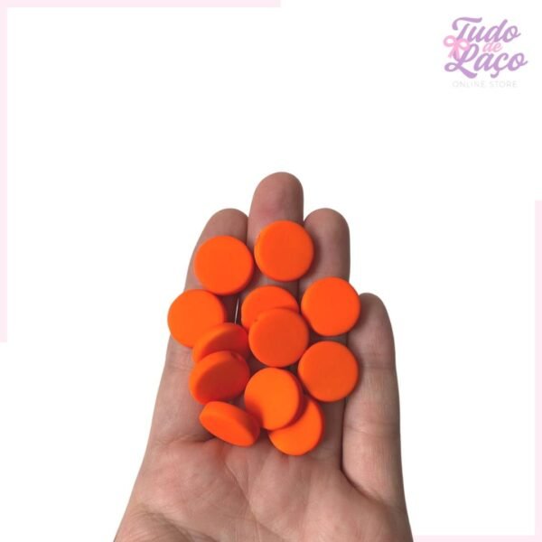 PASTILHA REDONDA LISA FOSCA LARANJA NEON - 1,7 CM (10 UNIDADES)