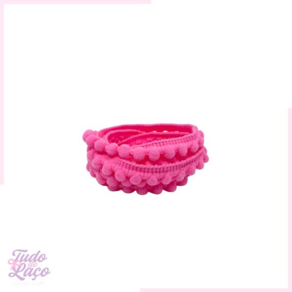 FITA DE POMPOM ROSA CHICLETE - 1CM (1 METRO)