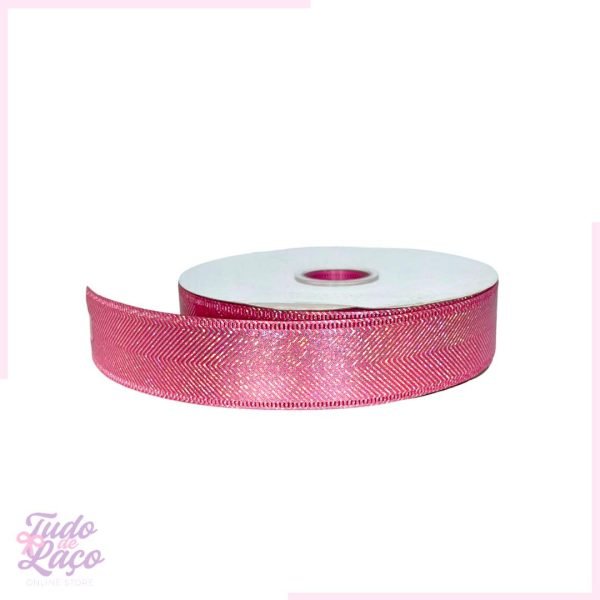 FITA LAMÊ METALIZADA PINK (COM LISTRINHAS) - 1 METRO