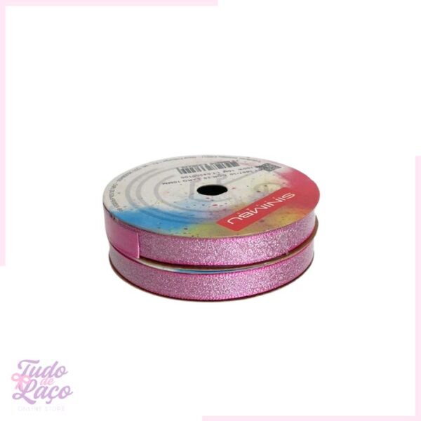 FITA PINK COM GLITTER SINIMBU 10mm COR 25 - (rolo) 10m