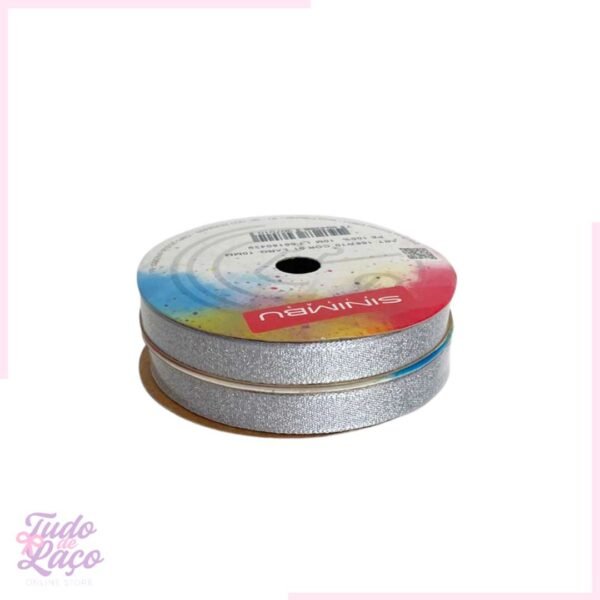 FITA PRATA COM GLITTER SINIMBU 10mm COR 01 - (rolo) 10m