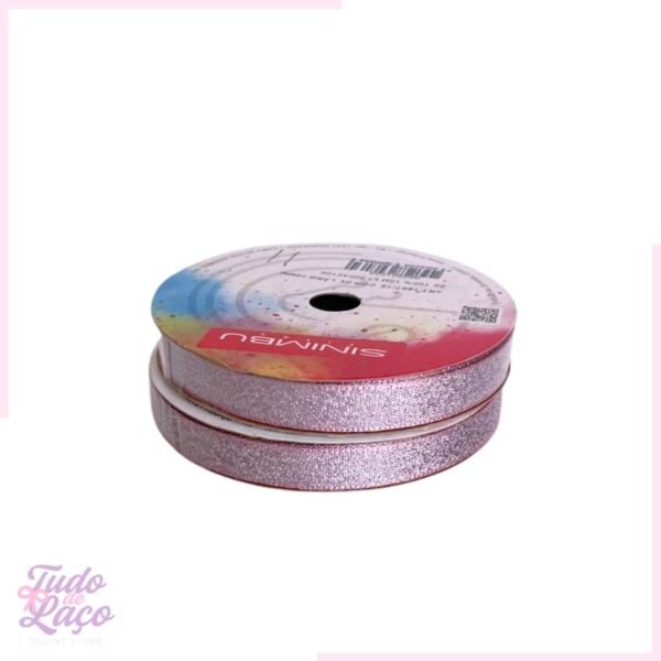 FITA ROSA COM GLITTER SINIMBU 10mm COR 04 - (rolo) 10m