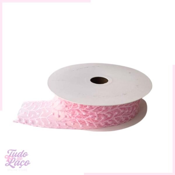 FITA NOVA DE RENDA ROSA BEBÊ - 1 METRO