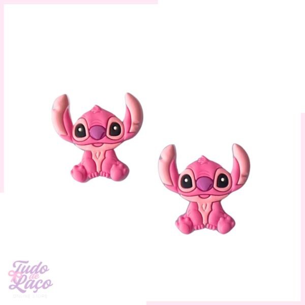 APLIQUE EMBORRACHADO STITCH ROSA - 3,7CM (1 UNIDADE)