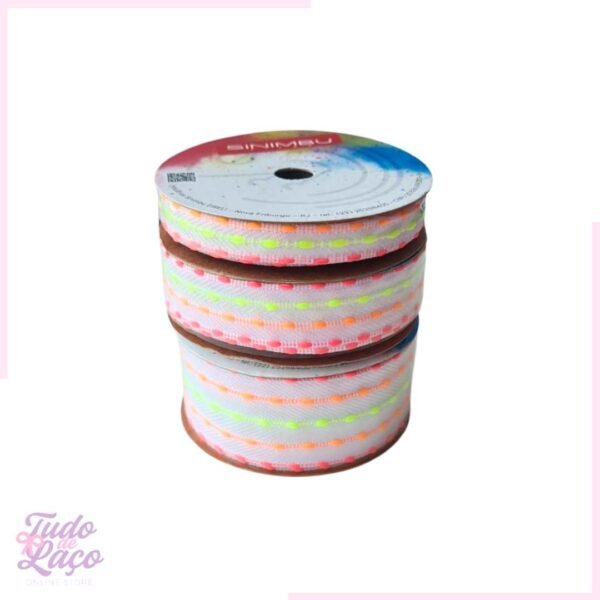 FITA NEON DECORATIVA COM POMPOM SINIMBU - (rolo) 10m