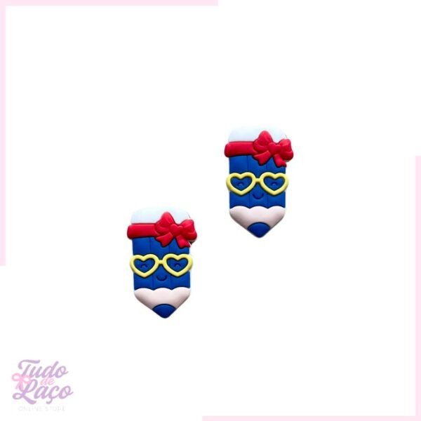 APLIQUE EMBORRACHADO LÁPIS AZUL - 3,6 CM (1 UNIDADE)