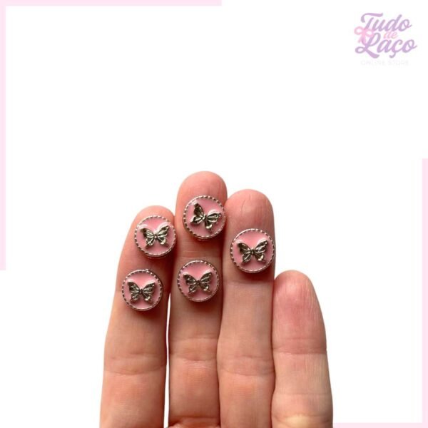 PASTILHA BORBOLETA ROSA - 1 CM (5 UNIDADES)