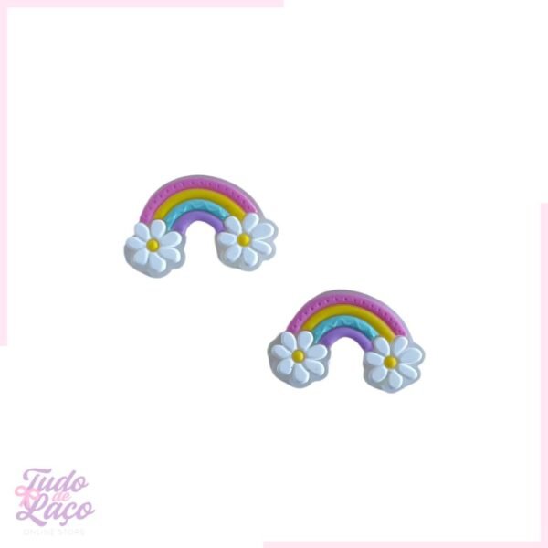 APLIQUE EMBORRACHADO ARCO ÍRIS CANDY C/ FLOR - 3,8CM (1 UNIDADE)