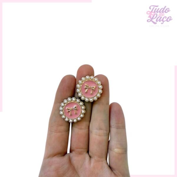 PASTILHA REDONDA LAÇO ROSA - 2 CM (2 UNIDADES)