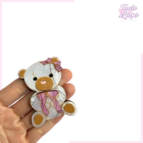 APLIQUE URSO CURVADO EM ACRILICO (7cm) - 1 UNIDADE