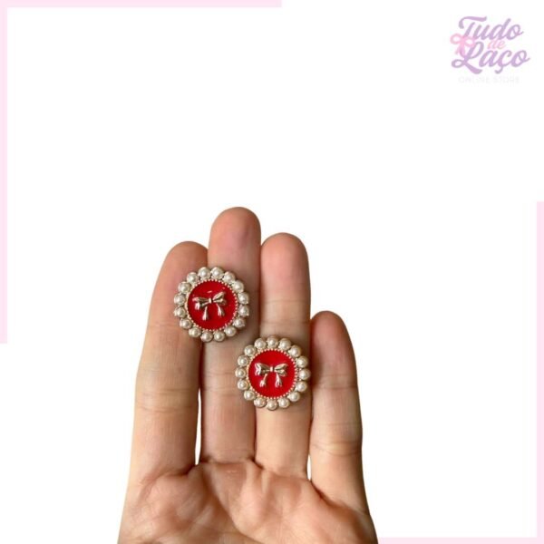 PASTILHA REDONDA LAÇO VERMELHO - 2 CM (2 UNIDADES)