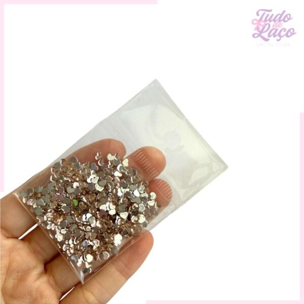 STRASS ROSÉ (FORMATO CORAÇÃO) 3mm - PACOTE 3 gramas