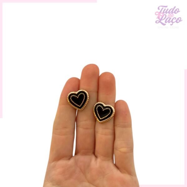 APLIQUE CORAÇÃO PRETO - 1,8CM (2 UNIDADES)