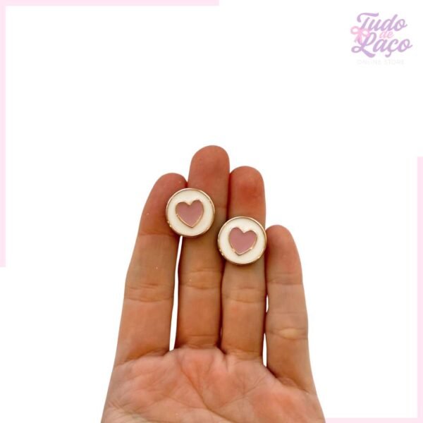 PASTILHA REDONDA COM CORAÇÃO ROSA - 1,8CM (2 UNIDADES)