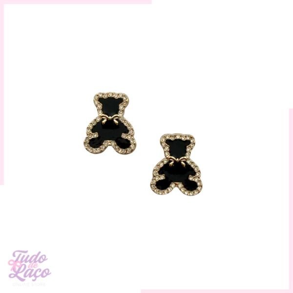 APLIQUE URSINHO PRETO C/STRASS - 2,5 CM (2 UNIDADES)
