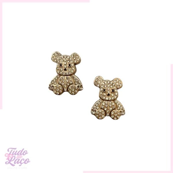 APLIQUE URSINHO COM STRASS - 3CM (2 UNIDADES)
