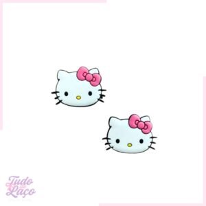 APLIQUE EMBORRACHADO HELLO KITTY C/ LAÇO ROSA - 4CM (1 UNIDADE)