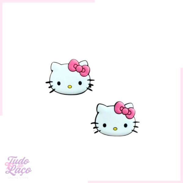 APLIQUE EMBORRACHADO HELLO KITTY C/ LAÇO ROSA - 4CM (1 UNIDADE)