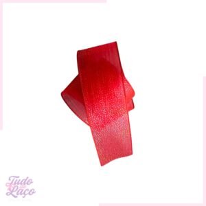 FITA VERMELHA ORGANZA COM BRILHO - N9 (1 METRO)