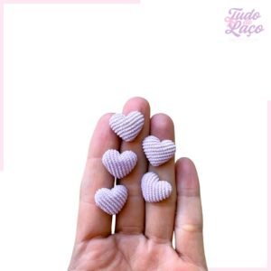 APLIQUE MINI CORAÇÃO DE COTELÊ LILÁS - 5 UNIDADES