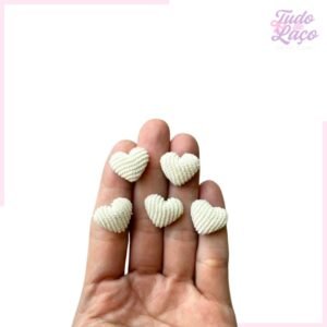 APLIQUE MINI CORAÇÃO DE COTELÊ BEGE - 5 UNIDADES