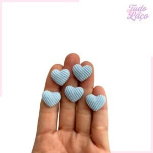 APLIQUE MINI CORAÇÃO DE COTELÊ AZUL BB - 5 UNIDADES