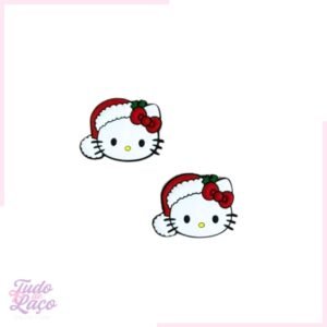 APLIQUE EMBORRACHADO HELLO KITTY NATAL - 4CM (1 UNIDADE)