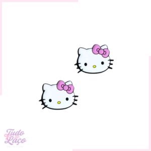 APLIQUE EMBORRACHADO HELLO KITTY C/ LAÇO ROSA - 4CM (1 UNIDADE)