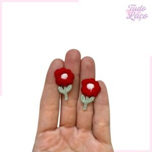 APLIQUE FLOR BORDADA VERMELHA - 3CM (2 UNIDADES)