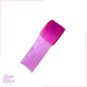 FITA PINK ORGANZA COM STRASS - 1 METRO
