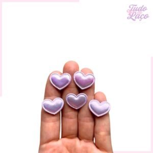 APLIQUE MINI CORAÇÃO LILÁS METALIZADO - 5 UNIDADES