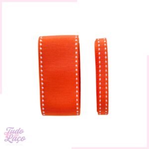 KIT FITA LARANJA C/ PESPONTO BRANCO N2 e N9 (2 METROS CADA)