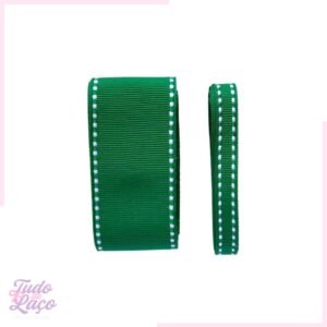 KIT FITA VERDE C/ PESPONTO BRANCO N2 e N9 (2 METROS CADA)
