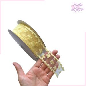 FITA RENDA AMARELA DETALHE LAÇO - 1 METRO