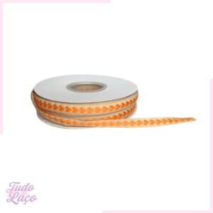 FITA CORAÇÃO BORDADO LARANJA (N2) - 1 METRO