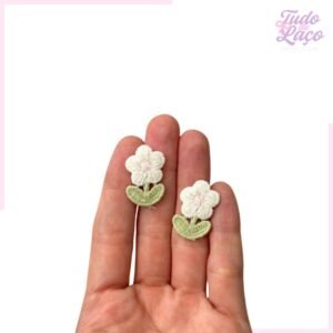 APLIQUE FLOR CREME C/FOLHA - 2 UNIDADES