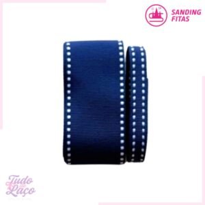 KIT FITA AZUL MARINHO C/ PESPONTO BRANCO N2 e N9 (2 METROS CADA)