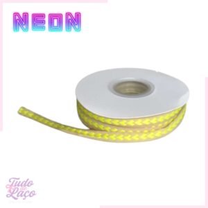 FITA CORAÇÃO BORDADO AMARELO NEON (N2) - 1 METRO