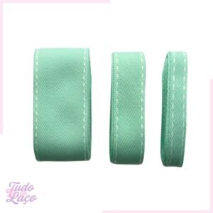 KIT FITA JEANS VERDE CLARO SINIMBU C/PESPONTO BRANCO - 3 TAMANHOS  (2 METROS CADA)