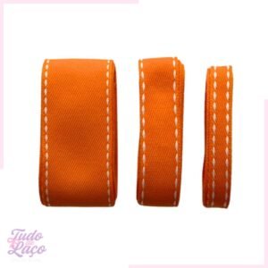 KIT FITA JEANS LARANJA SINIMBU C/PESPONTO BRANCO - 3 TAMANHOS  (2 METROS CADA)