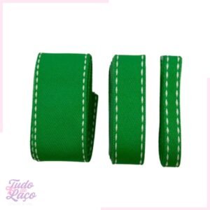 KIT FITA JEANS VERDE SINIMBU C/PESPONTO BRANCO - 3 TAMANHOS  (2 METROS CADA)