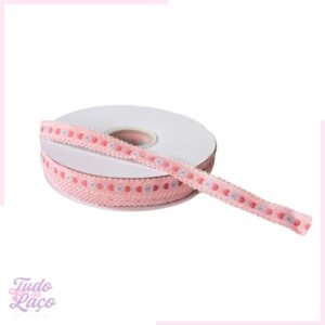 FITA NOVA ROSINHA COM CORAÇÃO E FLOR N2 - 1 METRO