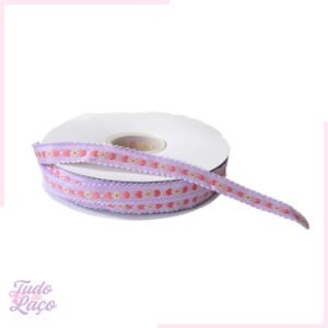 FITA NOVA LILÁS COM CORAÇÃO E FLOR N2 - 1 METRO