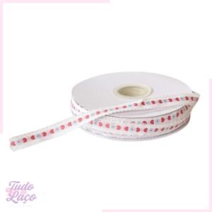 FITA NOVA BRANCA COM CORAÇÃO E FLOR N2 - 1 METRO