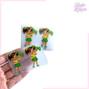 APLIQUE TRANSFER PARA FITAS MENININHA BRASIL - 10 UNIDADES