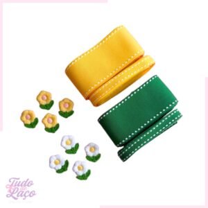 KIT BRASIL FITAS PESPONTADAS + APLIQUES FLOR