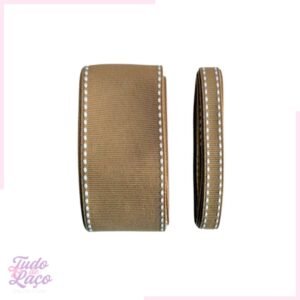KIT FITA BEGE C/ PESPONTO BRANCO N2 e N9 (2 METROS CADA)