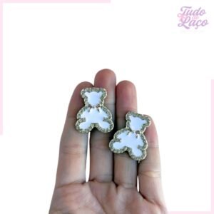 APLIQUE URSO BRANCO STRASS - 2,5 CM (2 UNIDADES)